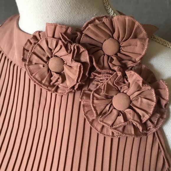 Blush color Pleated Halter Blouse - Picture 1 of 5